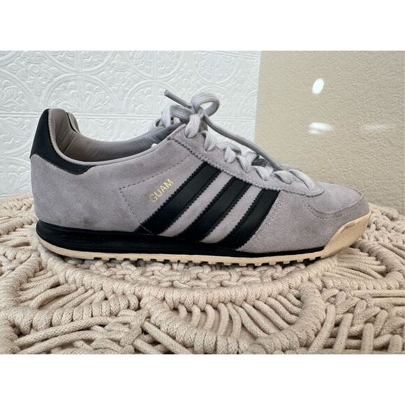 Adidas Gray Suede and Black Classic Stripe GUAM Edition Sneakers Size 6 - Picture 4 of 7
